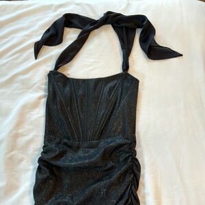 Baby Boo Black Glitter Mini Corset Dress with Added Strap